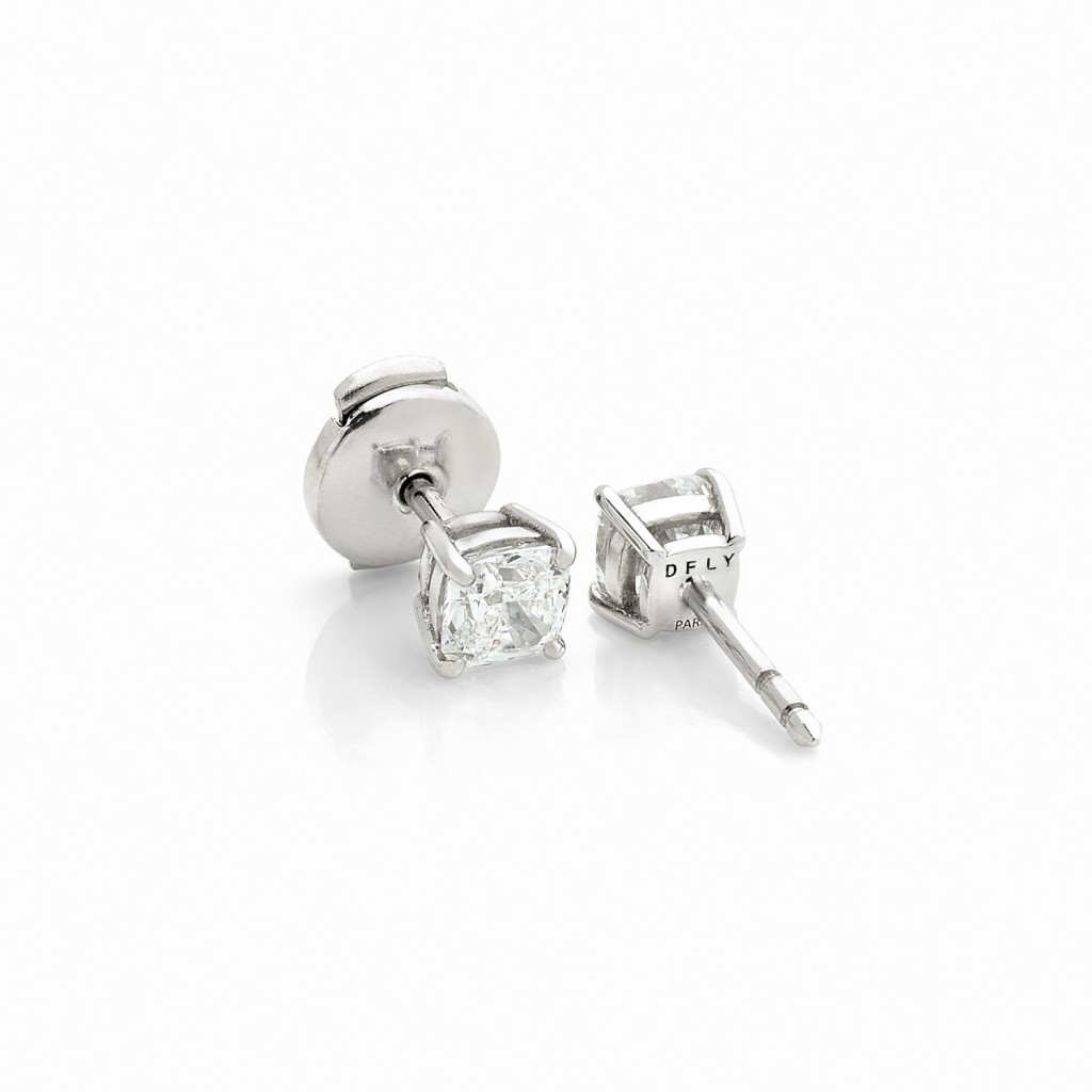 Diamondfly Ear Studs 18k (750/1000) White Gold. - DFLY Paris