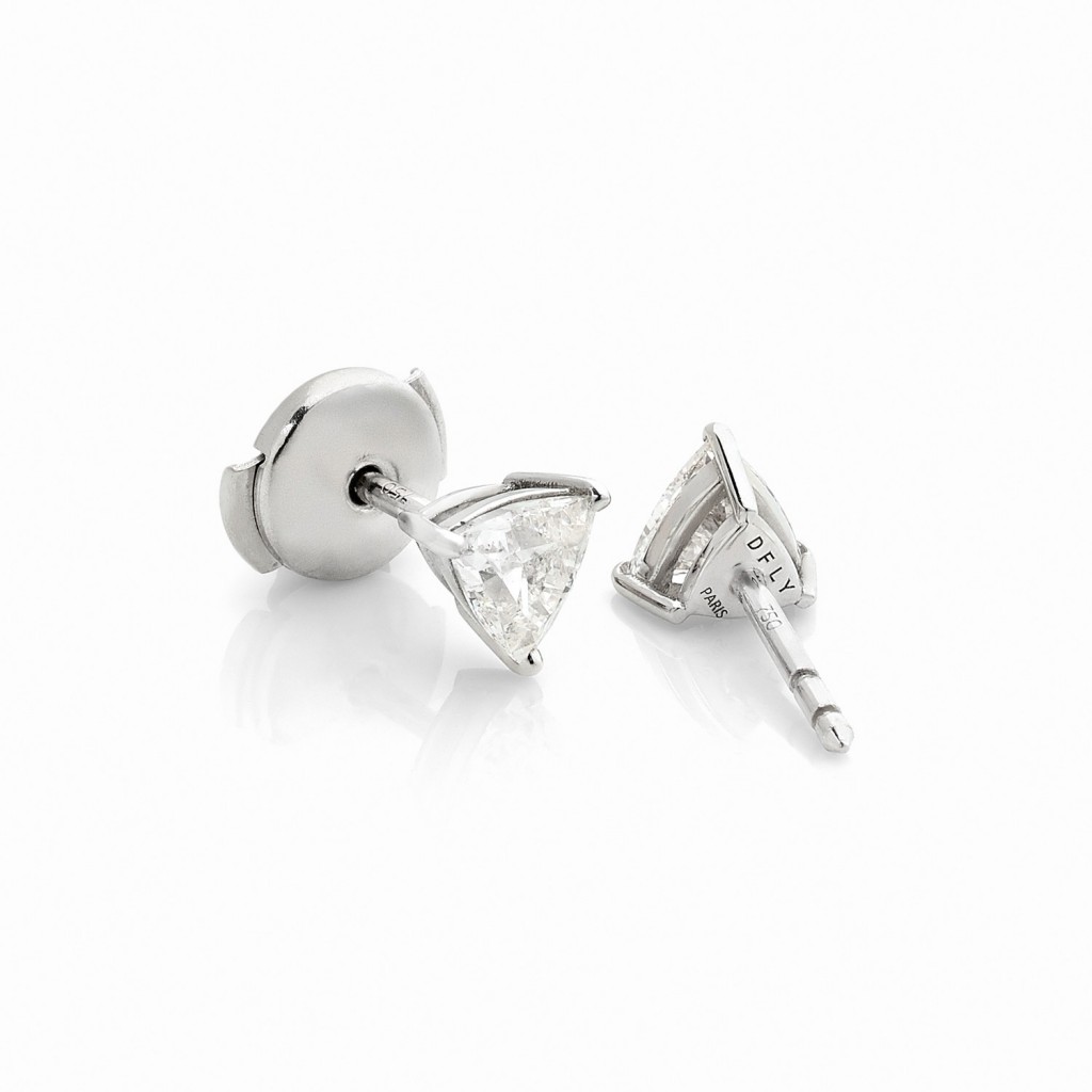 Diamondfly Ear Studs 18k (750/1000) White Gold. - DFLY Paris