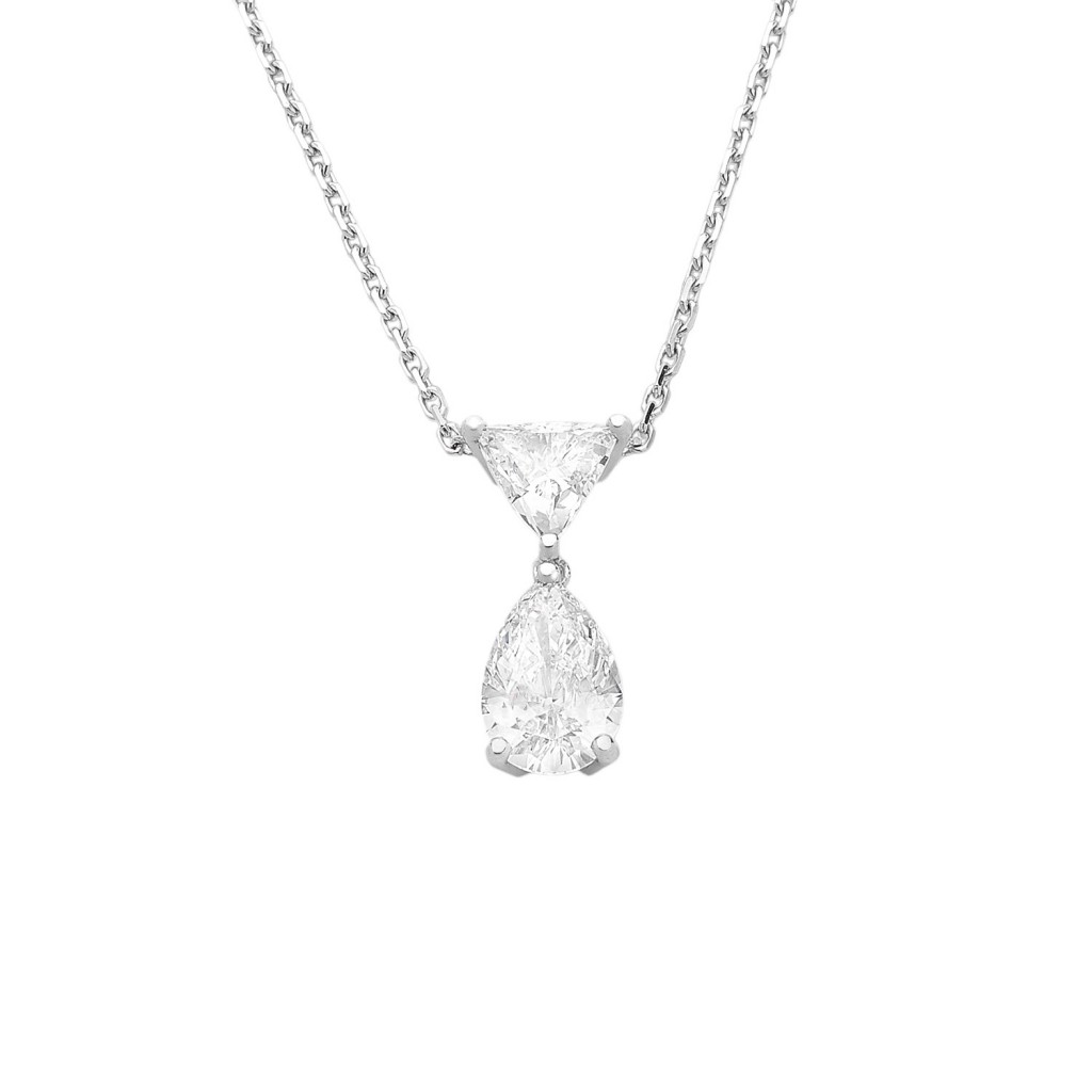 RAS DU COU POIRE DIAMONDFLY Or gris 18k (750/1000). - DFLY Paris