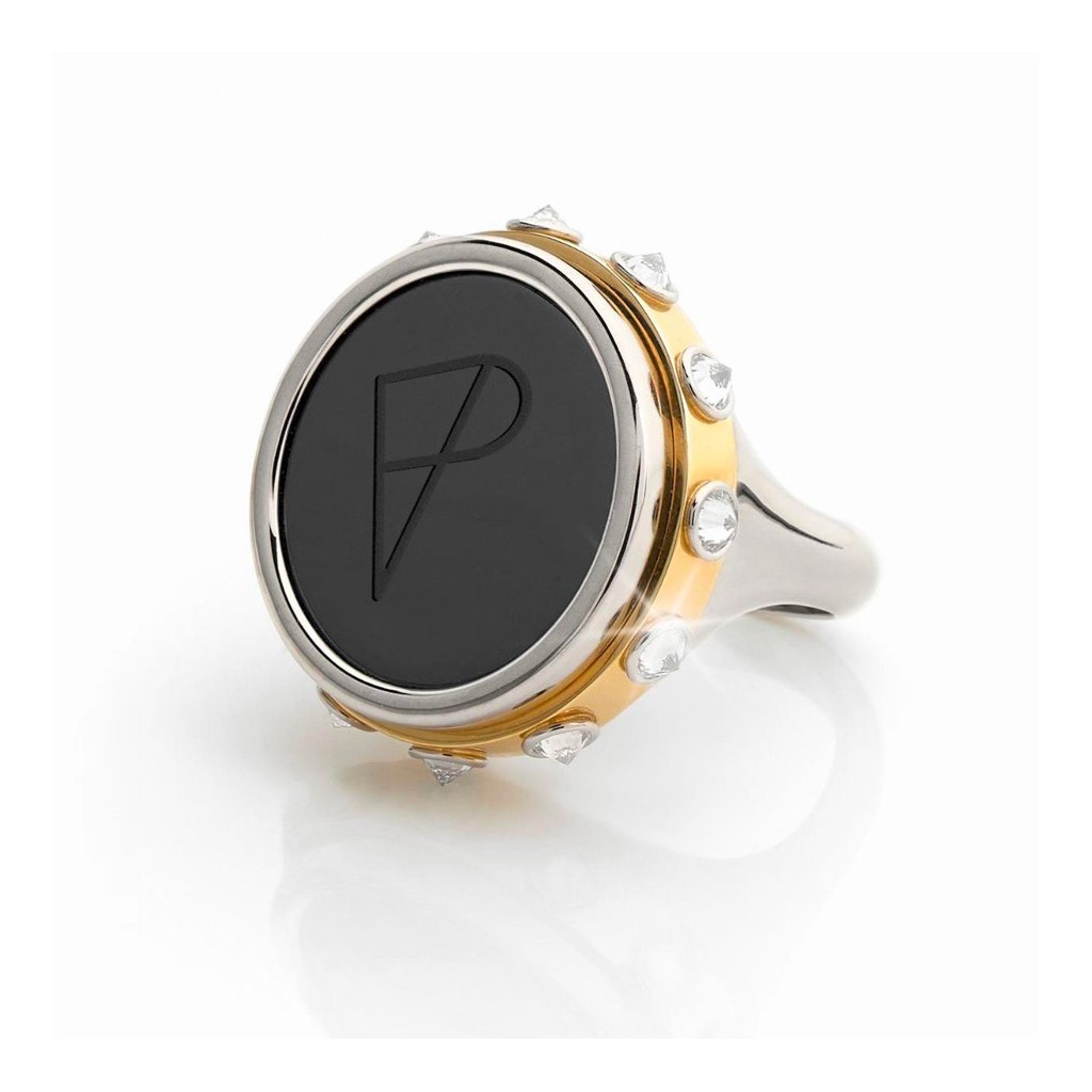 Chevalière Armour Yellow and white recycled gold, 18 k 750/000 - DFLY Paris