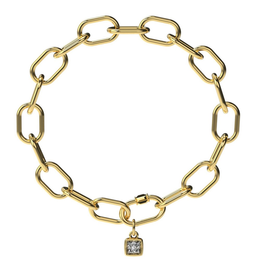 Square diamond pendant 18k (750/1000) Yellow Gold. - DFLY Paris