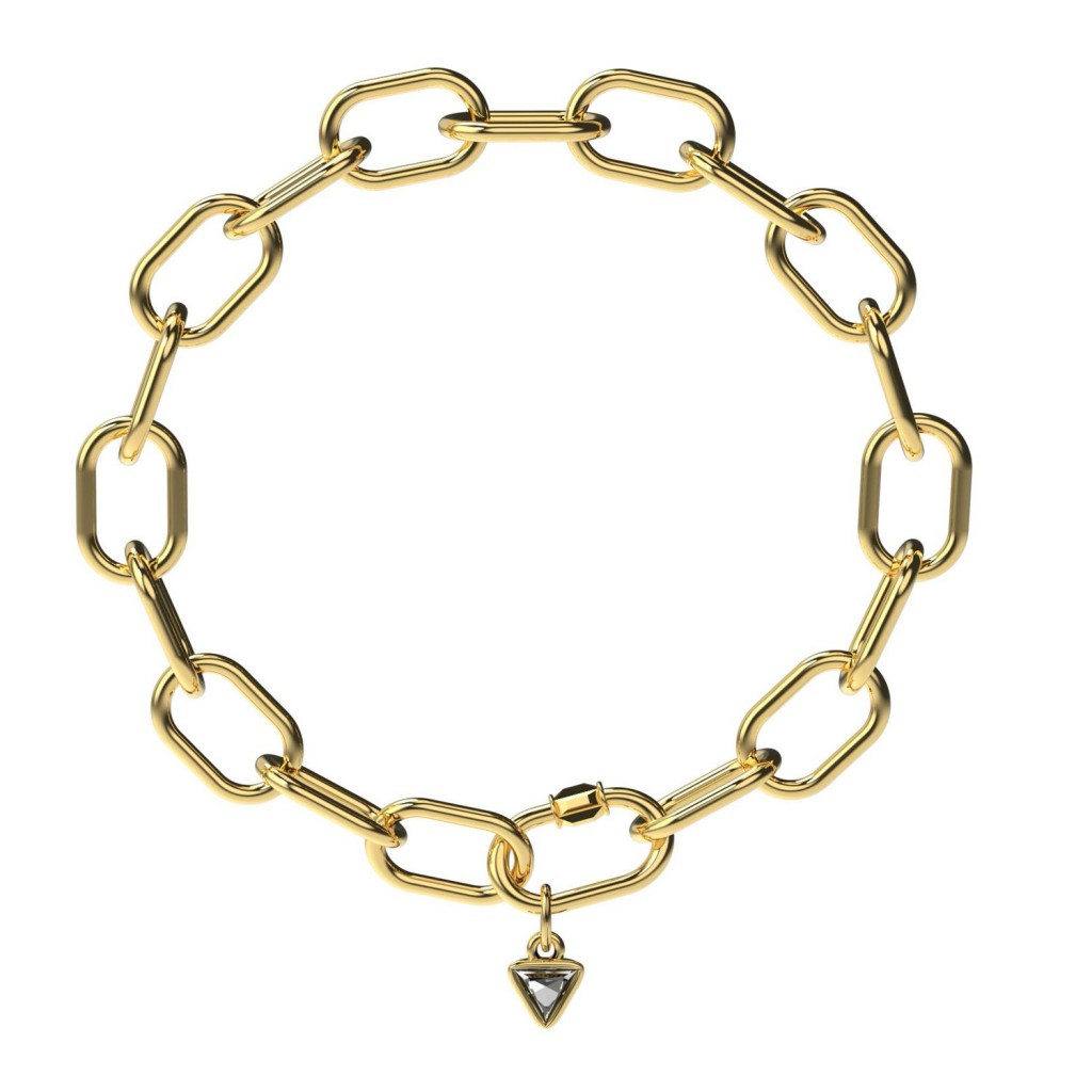 Triangle diamond pendant 18k (750/1000) Yellow Gold. - DFLY Paris