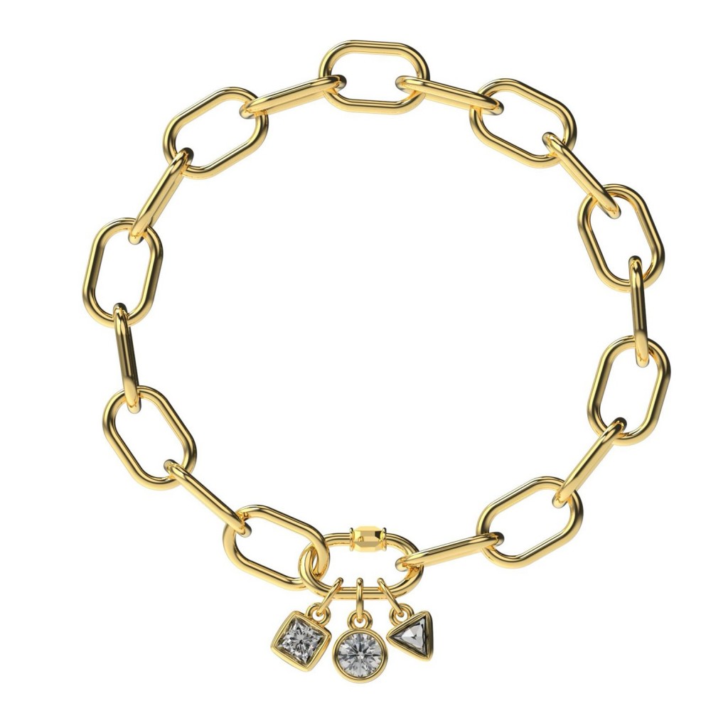 Pendant diamant triangle Or jaune 18k (750/1000). - DFLY Paris