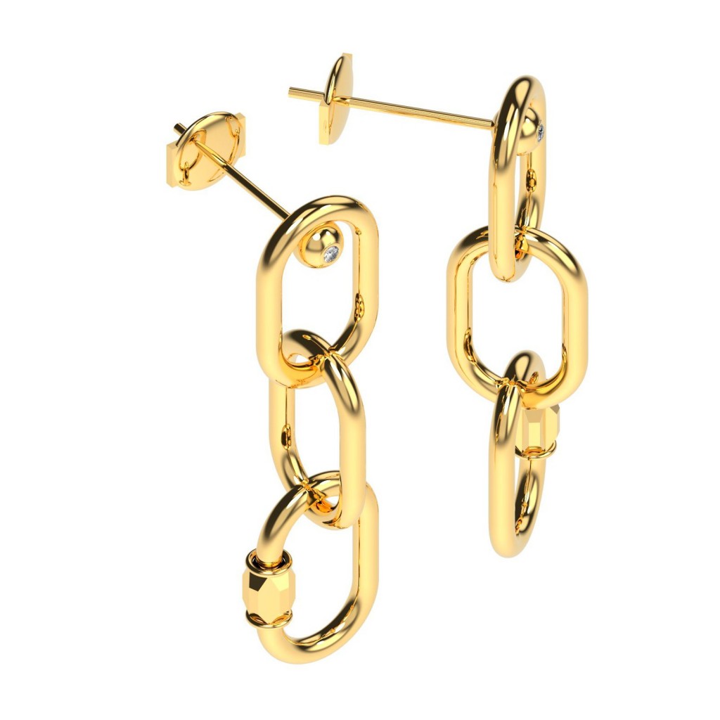 BOUCLES D'OREILLES OZ Or jaune 18k (750/1000). - DFLY Paris